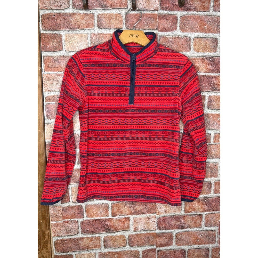 OshKosh Bgosh Kids Red Fair Isle Fleece Quarter Zip Pullover Sweater Size 10
